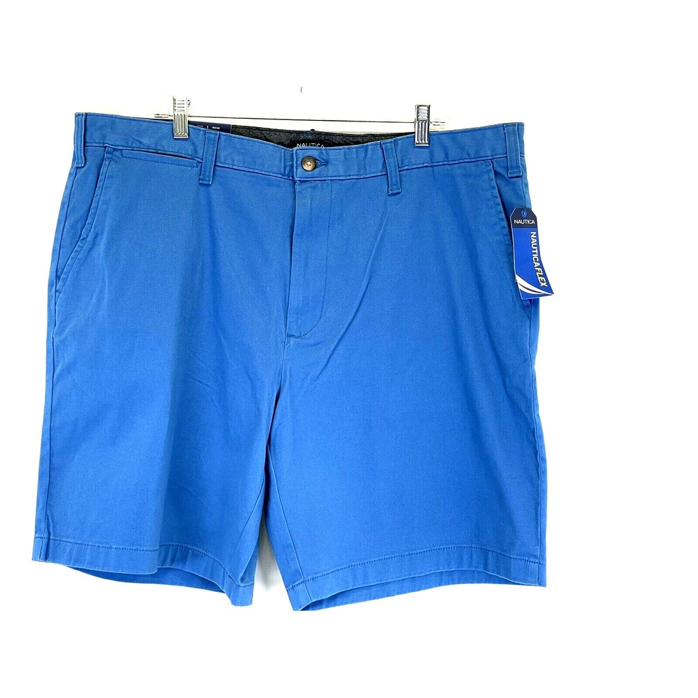 Nautica Clipper Flex Mens Sz42 Blue Flat Front Shorts (J26) NWTs